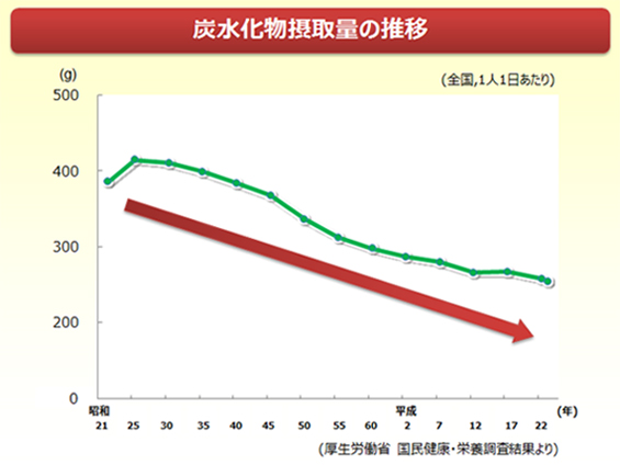 炭水化物摂取量の推移